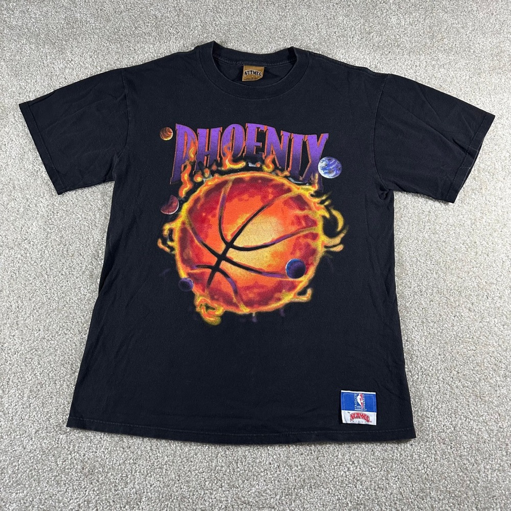 Vintage 1993 Phoenix Suns Nutmeg Mills Shirt Mens M Black NBA Basketball 90s